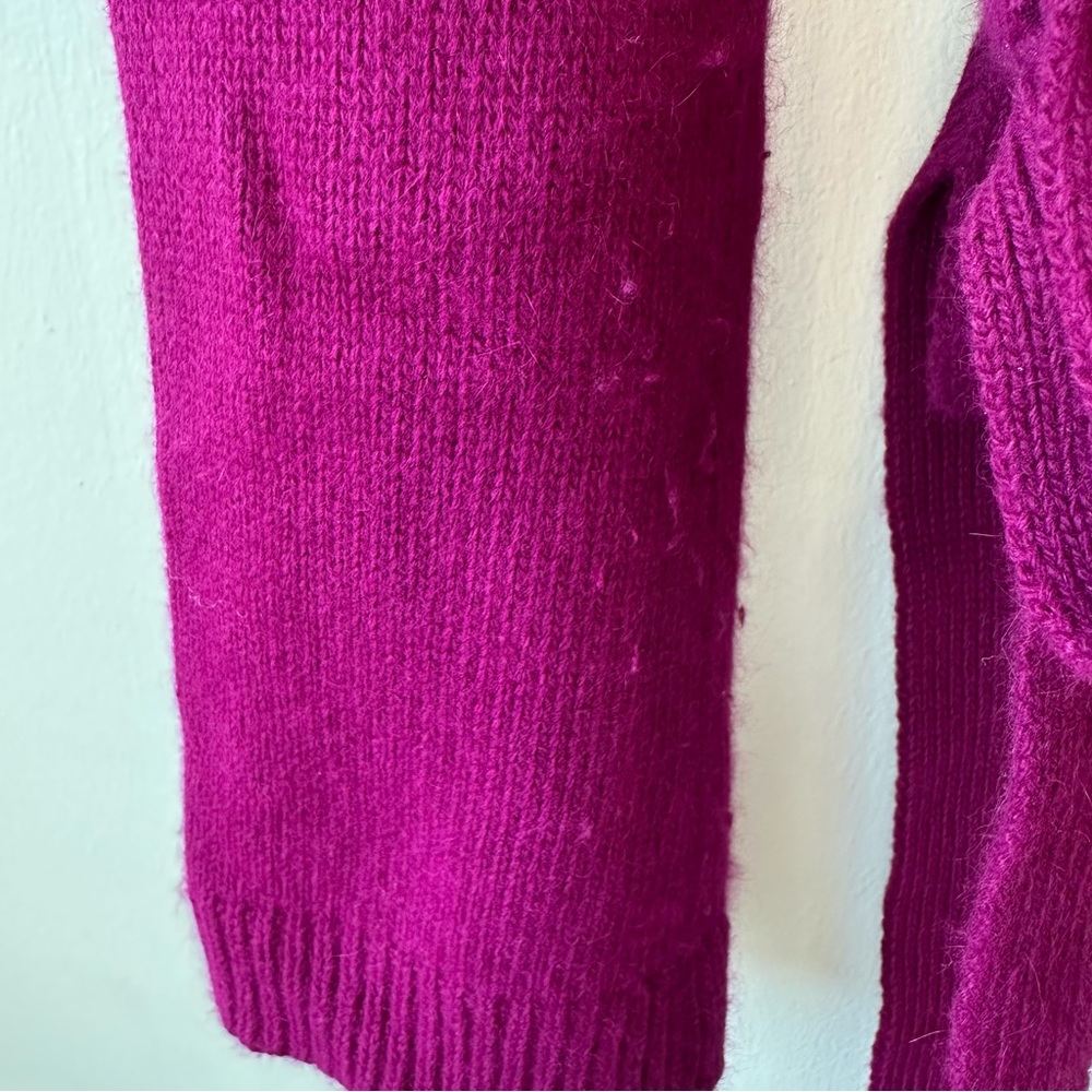 Ann Taylor Angora Wool Blend Magenta V-Neck Wrap Sweater - Picture 7 of 7